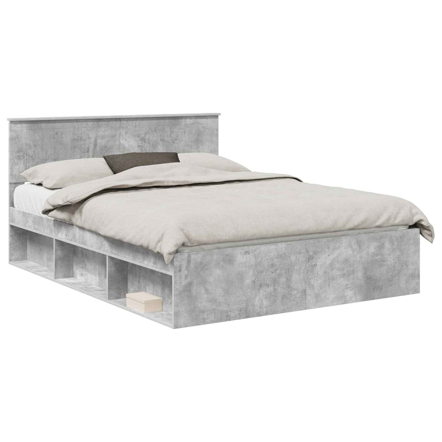 vidaXL Bettrahmen Beton Grau 150 x 200 cm Massives Kiefernholz
