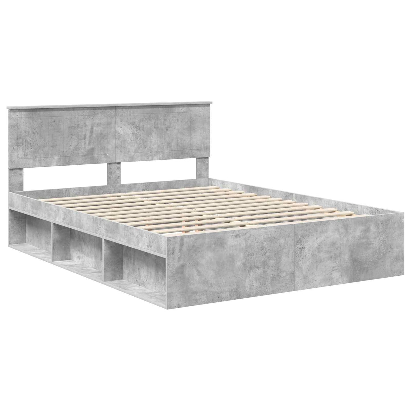 vidaXL Bettrahmen Beton Grau 150 x 200 cm Massives Kiefernholz