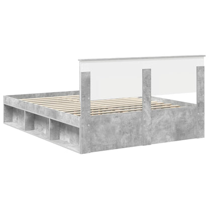 vidaXL Bettrahmen Beton Grau 150 x 200 cm Massives Kiefernholz