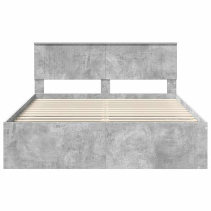 vidaXL Bettrahmen Beton Grau 150 x 200 cm Massives Kiefernholz