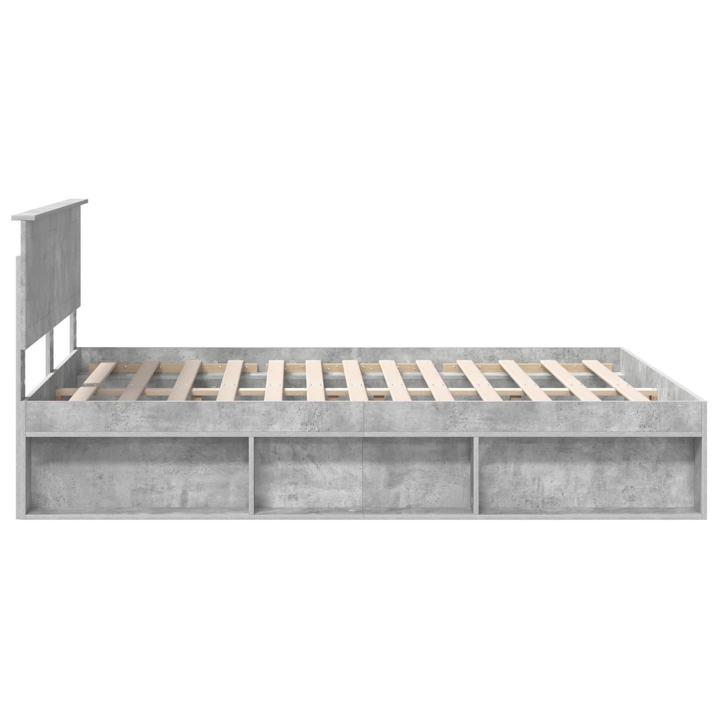 vidaXL Bettrahmen Beton Grau 150 x 200 cm Massives Kiefernholz