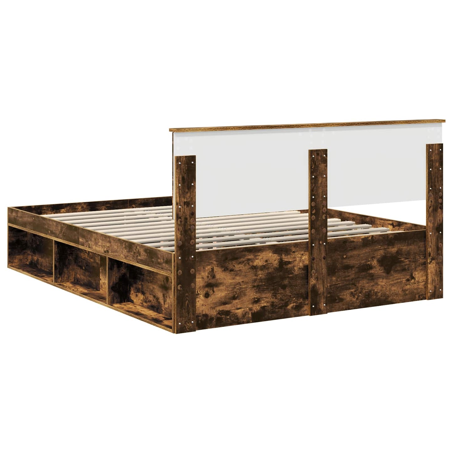 vidaXL Bettrahmen Geräucherte Eiche 150 x 200 cm Massives Kiefernholz