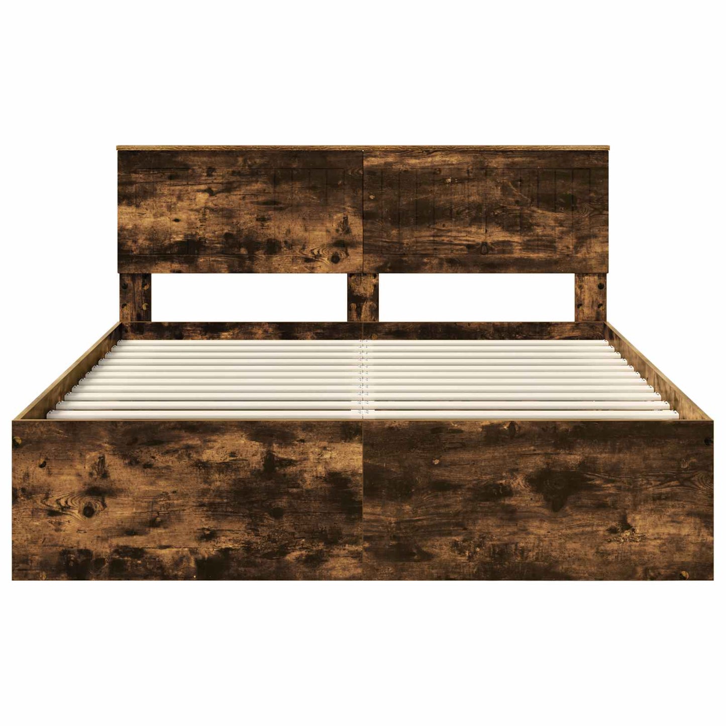 vidaXL Bettrahmen Geräucherte Eiche 150 x 200 cm Massives Kiefernholz