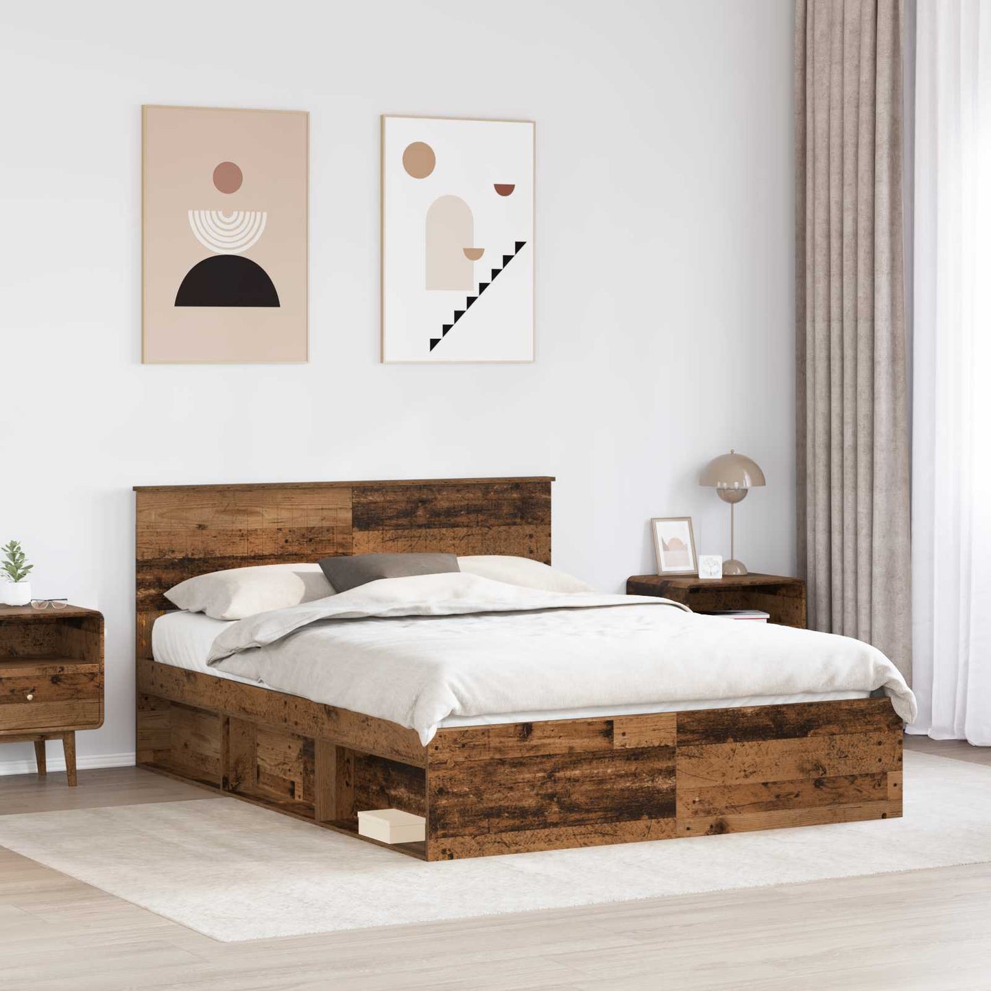 vidaXL Bettrahmen Altholz 150 x 200 cm Massives Kiefernholz