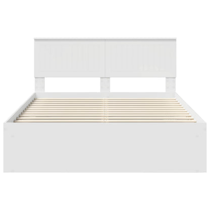 vidaXL Cadre de lit avec tête de lit Blanc 140 x 200 cm Bois de pin massif