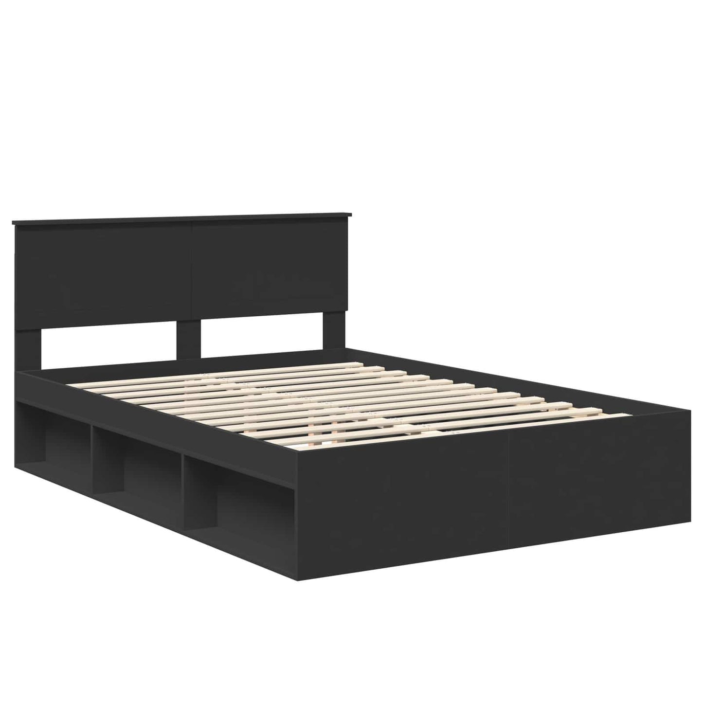 vidaXL Bettrahmen Schwarz 140 x 200 cm Massives Kiefernholz