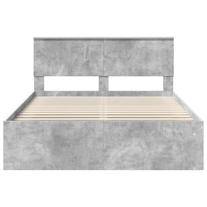 vidaXL Cadre de lit avec tête de lit Béton 140 x 200 cm Bois de pin massif