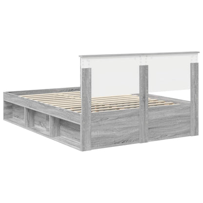 vidaXL Bettrahmen Graues Sonoma 140 x 200 cm Massives Kiefernholz