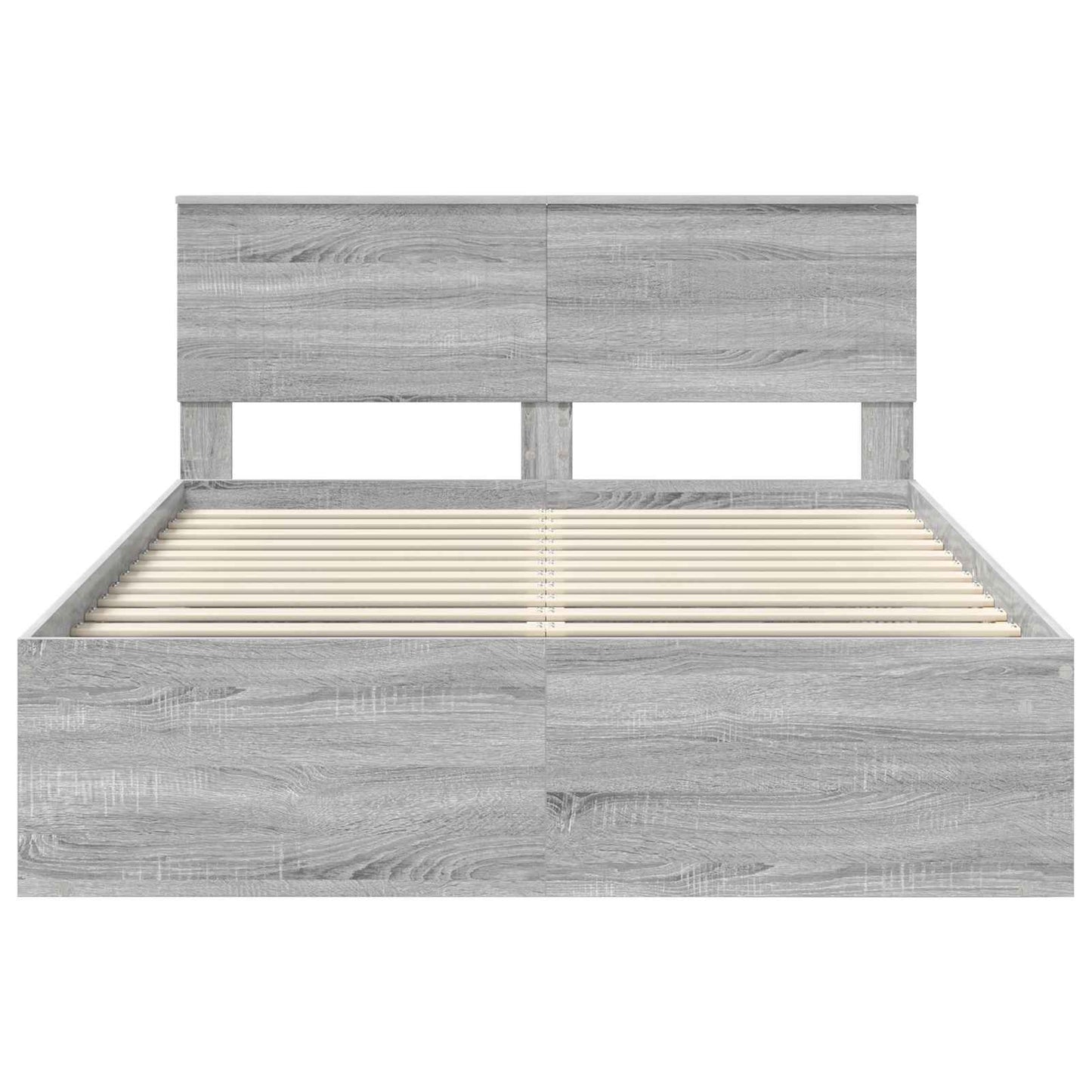 vidaXL Bettrahmen Graues Sonoma 140 x 200 cm Massives Kiefernholz