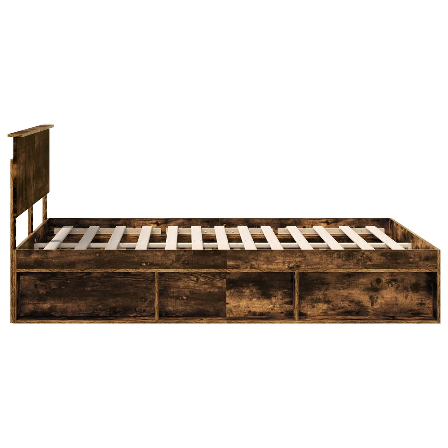 vidaXL Bettrahmen Geräucherte Eiche 140 x 190 cm Massives Kiefernholz