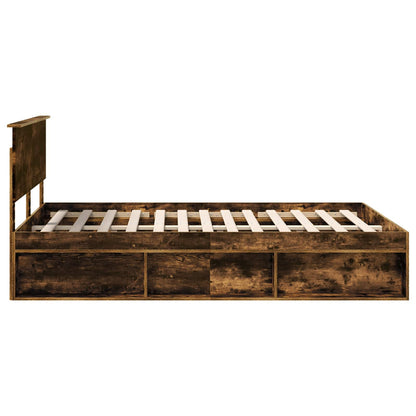 vidaXL Bettrahmen Geräucherte Eiche 140 x 190 cm Massives Kiefernholz