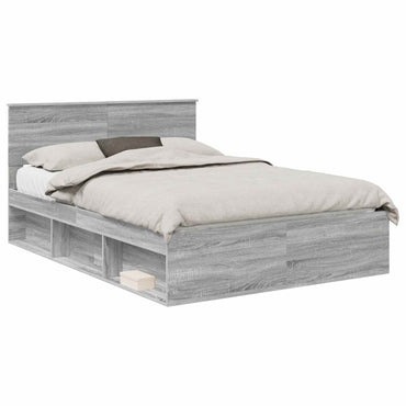 vidaXL Bettrahmen Graues Sonoma 140 x 190 cm Massives Kiefernholz