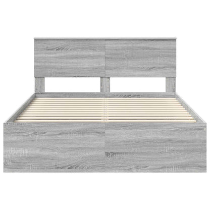 vidaXL Bettrahmen Graues Sonoma 140 x 190 cm Massives Kiefernholz