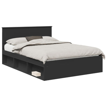 vidaXL Bettrahmen Schwarz 135 x 190 cm Massives Kiefernholz