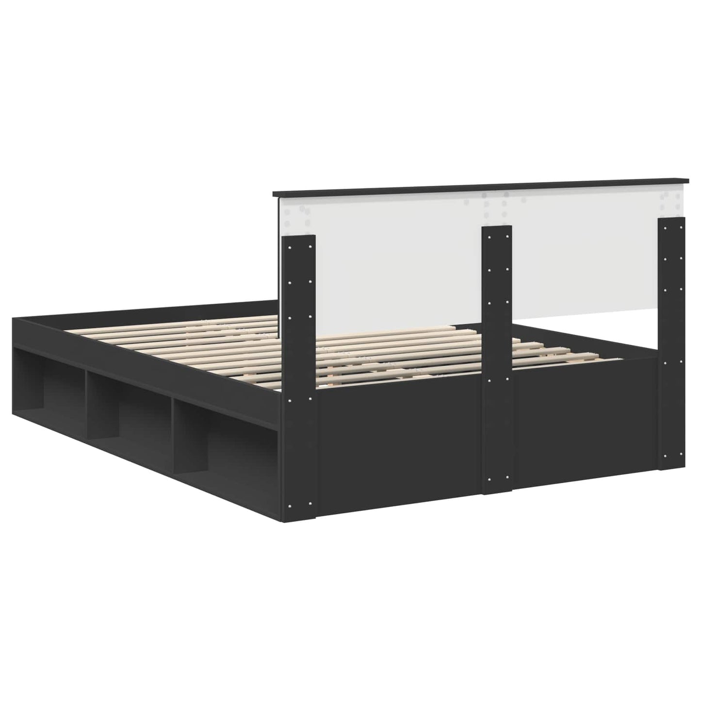 vidaXL Bettrahmen Schwarz 135 x 190 cm Massives Kiefernholz