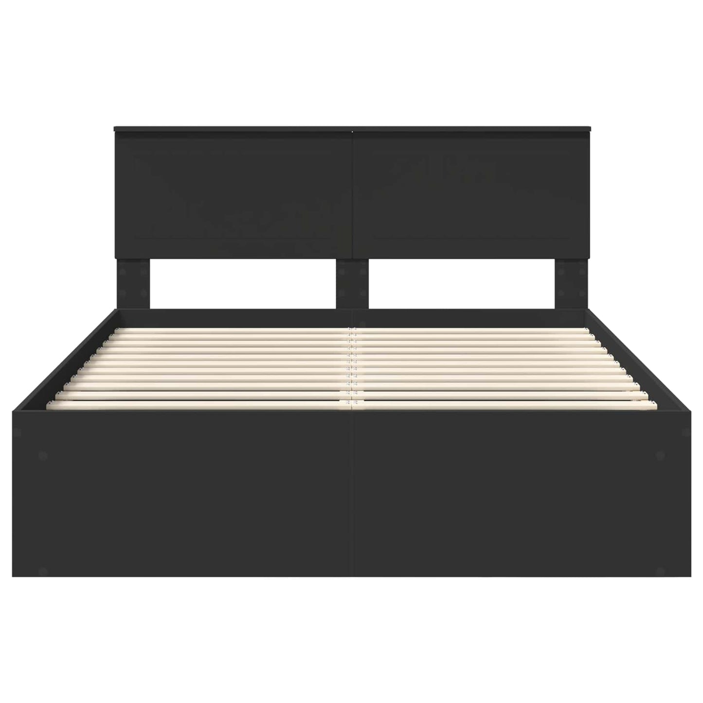 vidaXL Bettrahmen Schwarz 135 x 190 cm Massives Kiefernholz