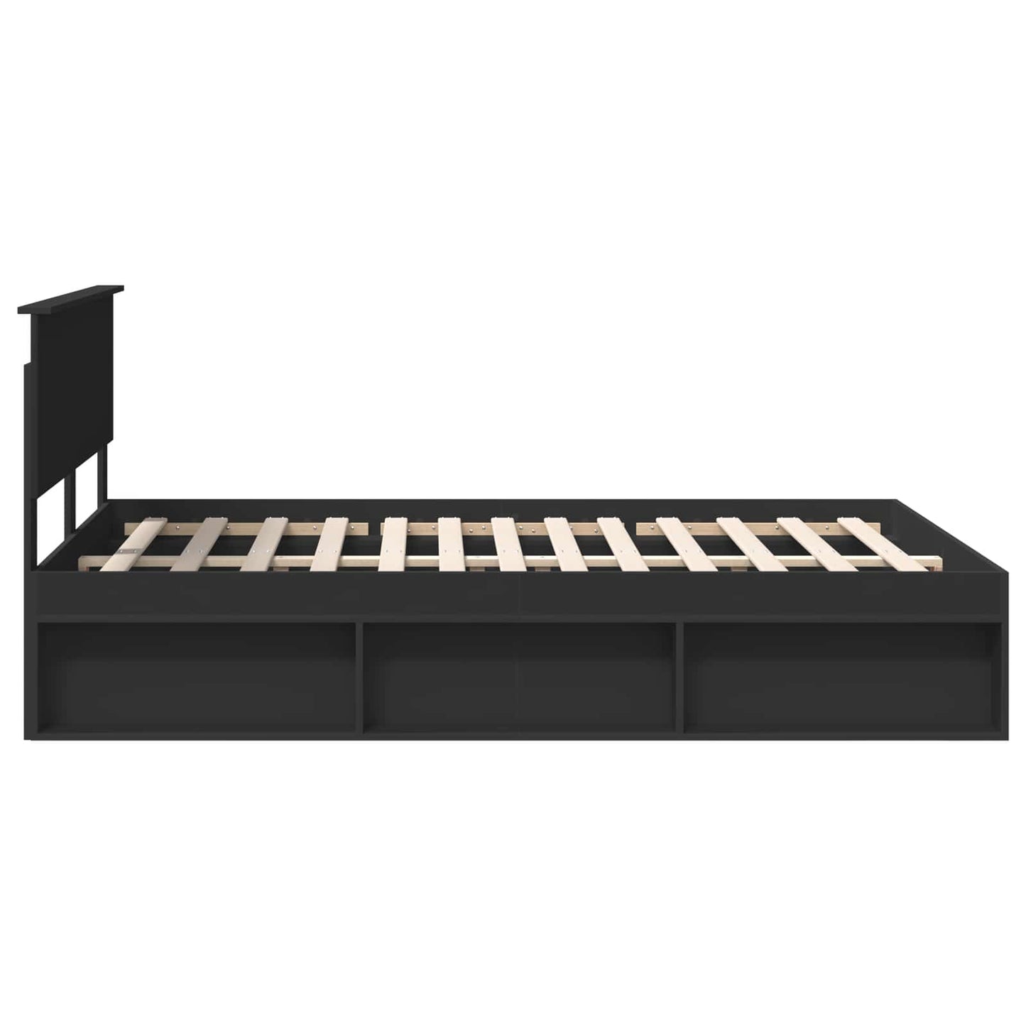 vidaXL Bettrahmen Schwarz 135 x 190 cm Massives Kiefernholz