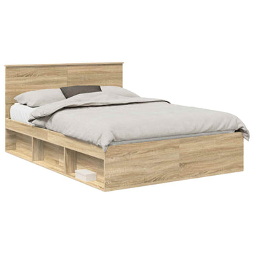 vidaXL Bettrahmen Sonoma-Eiche 135 x 190 cm Massives Kiefernholz