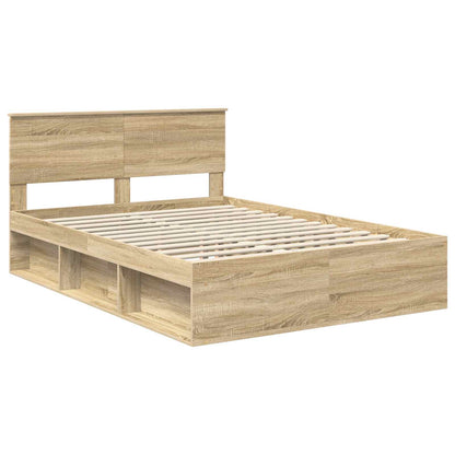 vidaXL Bettrahmen Sonoma-Eiche 135 x 190 cm Massives Kiefernholz