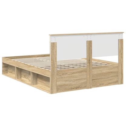 vidaXL Bettrahmen Sonoma-Eiche 135 x 190 cm Massives Kiefernholz