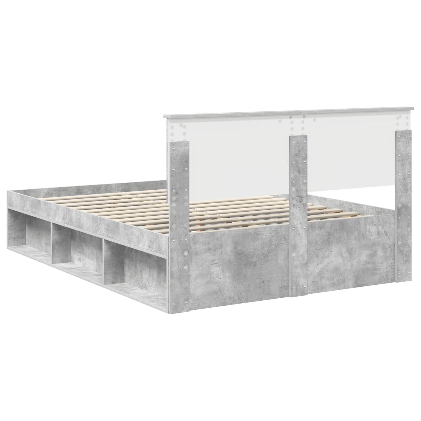 vidaXL Bettrahmen Beton Grau 135 x 190 cm Massives Kiefernholz