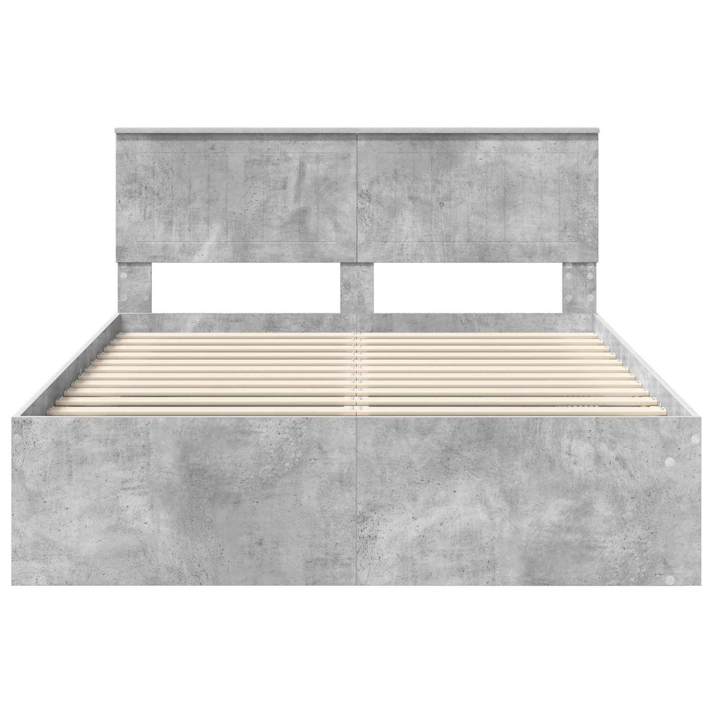 vidaXL Bettrahmen Beton Grau 135 x 190 cm Massives Kiefernholz
