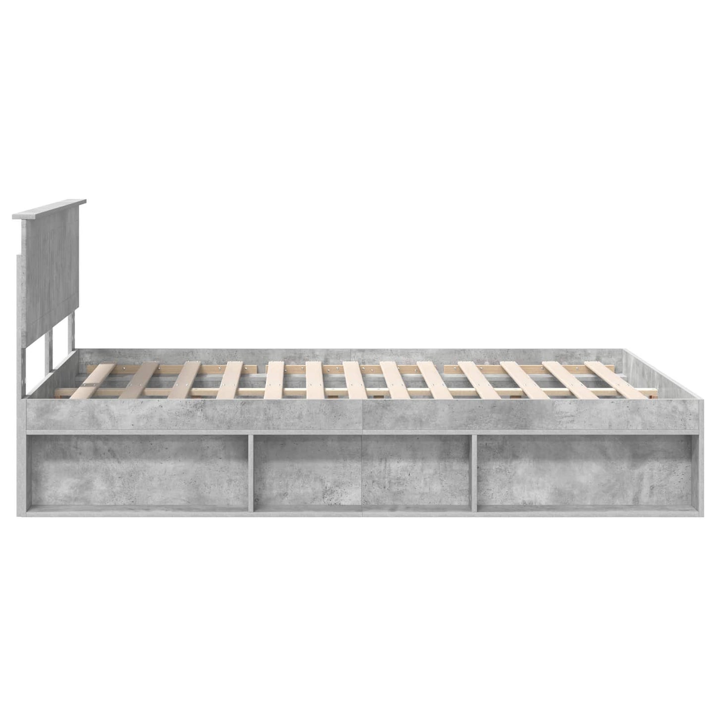 vidaXL Bettrahmen Beton Grau 135 x 190 cm Massives Kiefernholz
