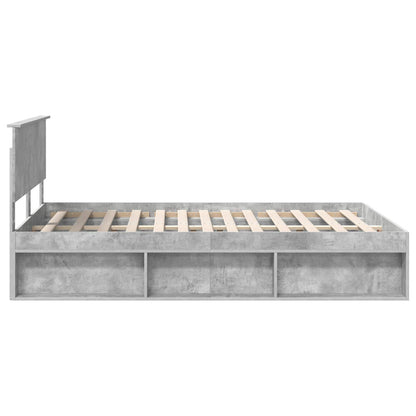 vidaXL Bettrahmen Beton Grau 135 x 190 cm Massives Kiefernholz