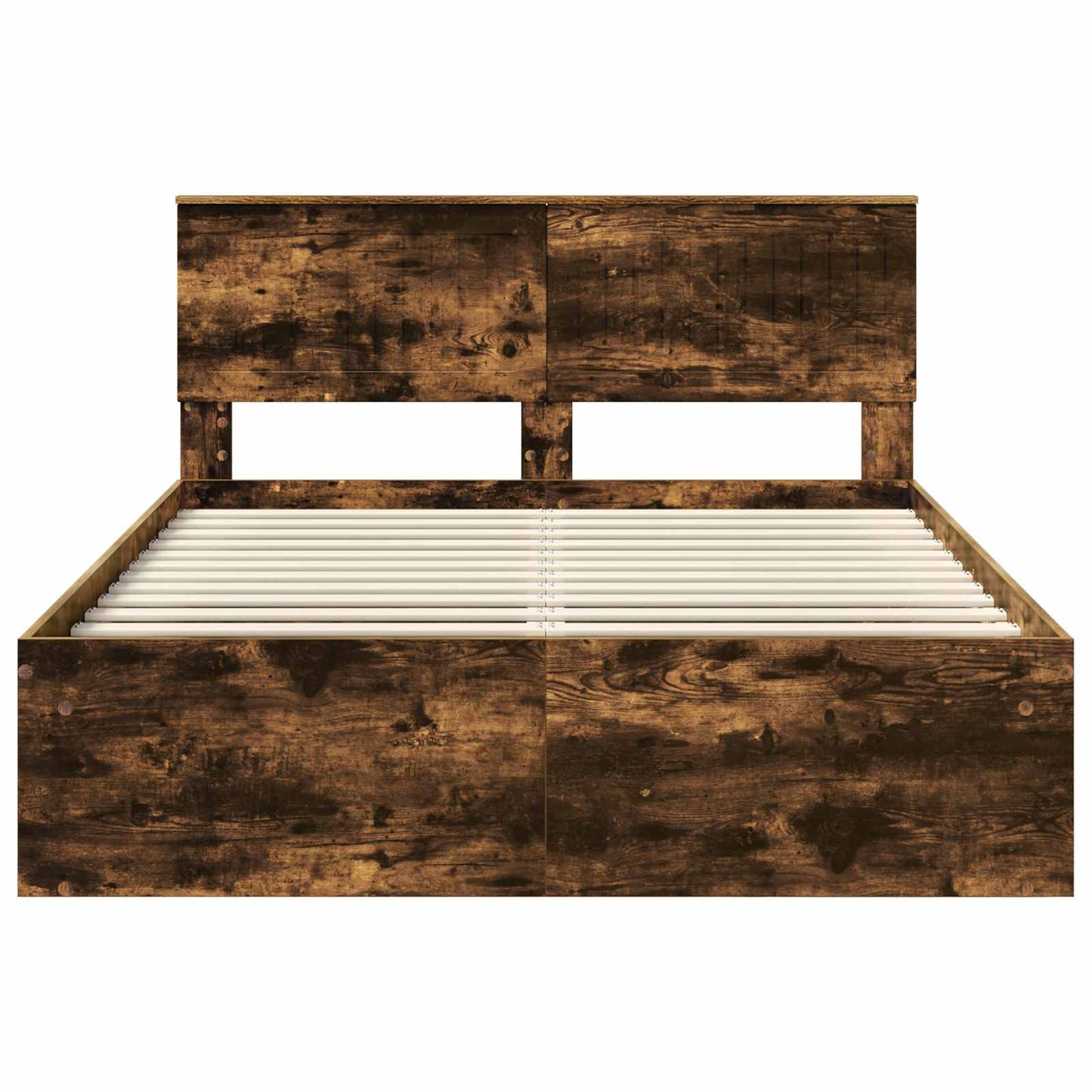 vidaXL Bettrahmen Geräucherte Eiche 135 x 190 cm Massives Kiefernholz