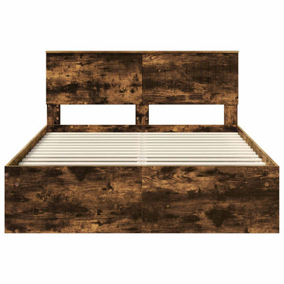 vidaXL Bettrahmen Geräucherte Eiche 135 x 190 cm Massives Kiefernholz