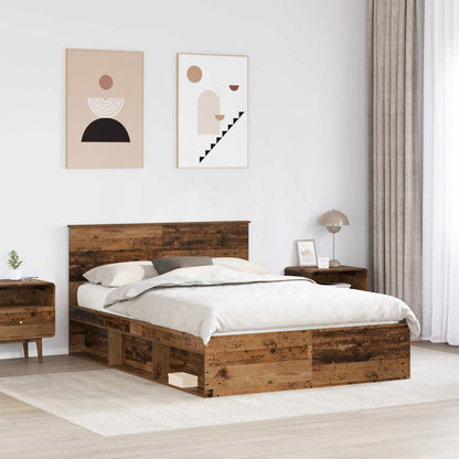 vidaXL Bettrahmen Altholz 135 x 190 cm Massives Kiefernholz