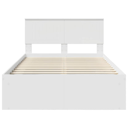 vidaXL Bettrahmen mit Kopfteil Weiß 120 x 200 cm Massives Kiefernholz