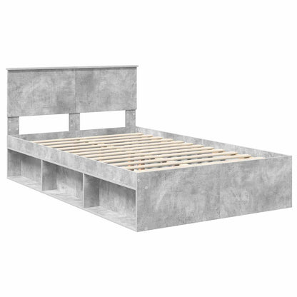 vidaXL Bettrahmen mit Kopfteil Beton 120 x 200 cm Massives Kiefernholz
