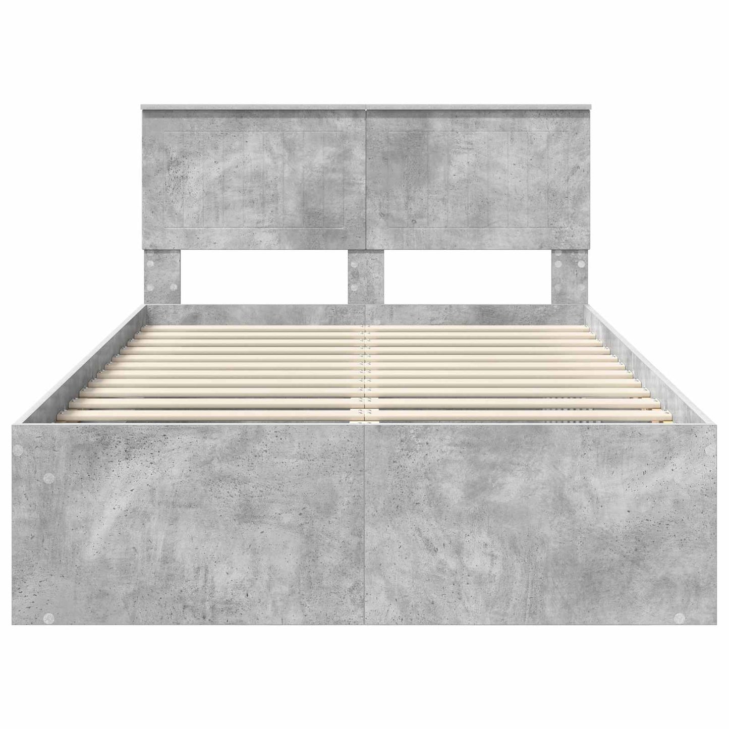 vidaXL Bettrahmen mit Kopfteil Beton 120 x 200 cm Massives Kiefernholz