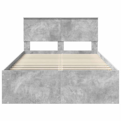 vidaXL Bettrahmen mit Kopfteil Beton 120 x 200 cm Massives Kiefernholz