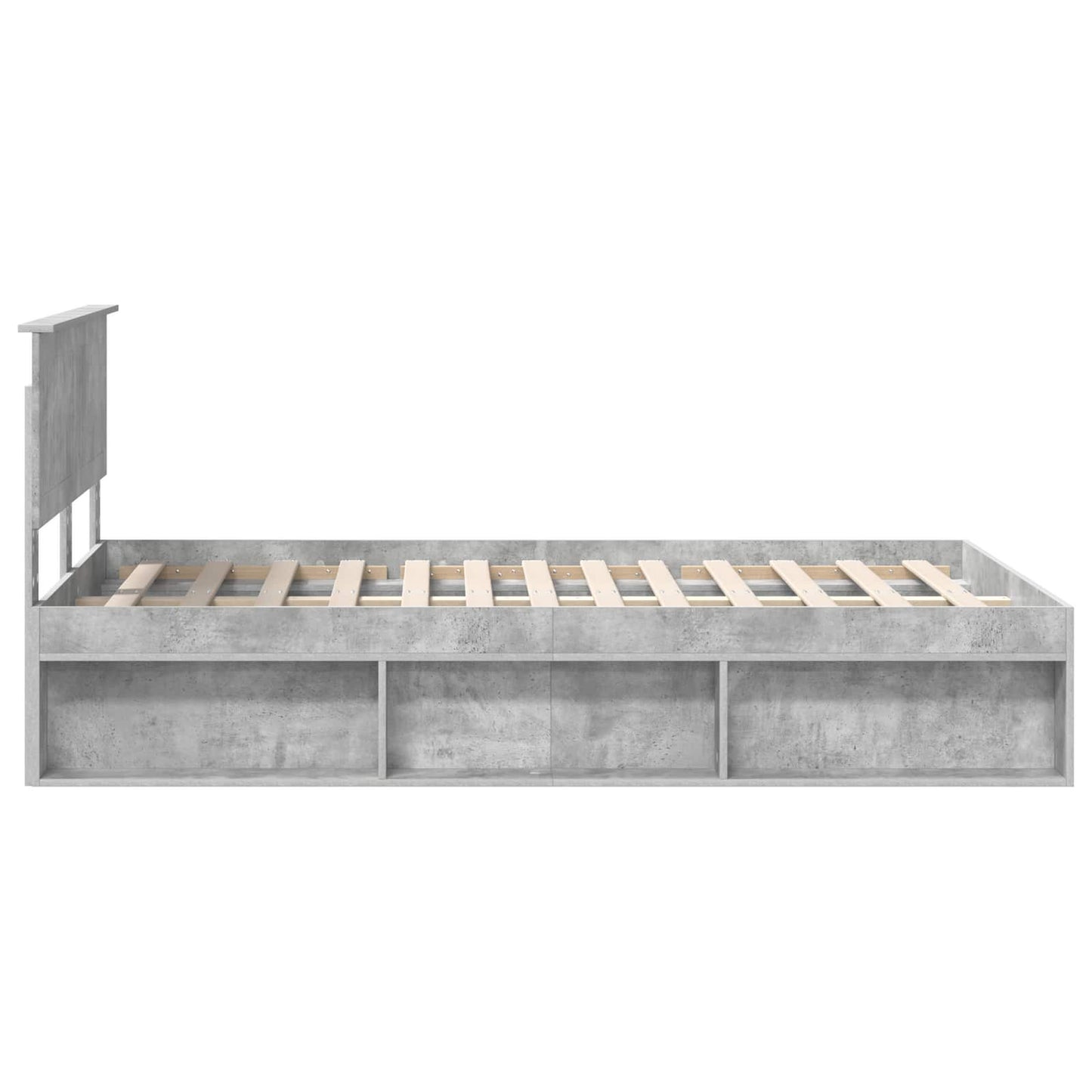 vidaXL Bettrahmen mit Kopfteil Beton 120 x 200 cm Massives Kiefernholz