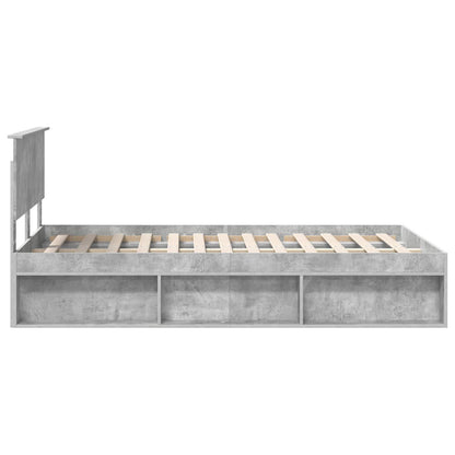 vidaXL Bettrahmen mit Kopfteil Beton 120 x 200 cm Massives Kiefernholz