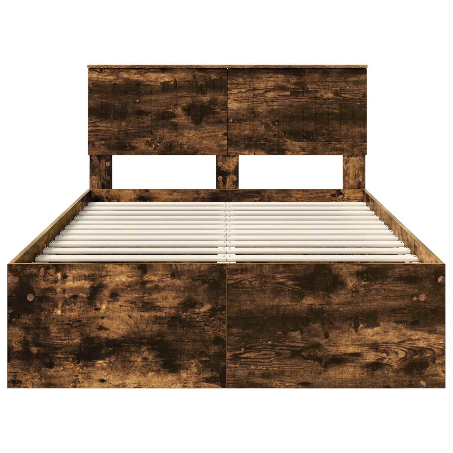 vidaXL Bettrahmen Geräucherte Eiche 120 x 200 cm Massives Kiefernholz
