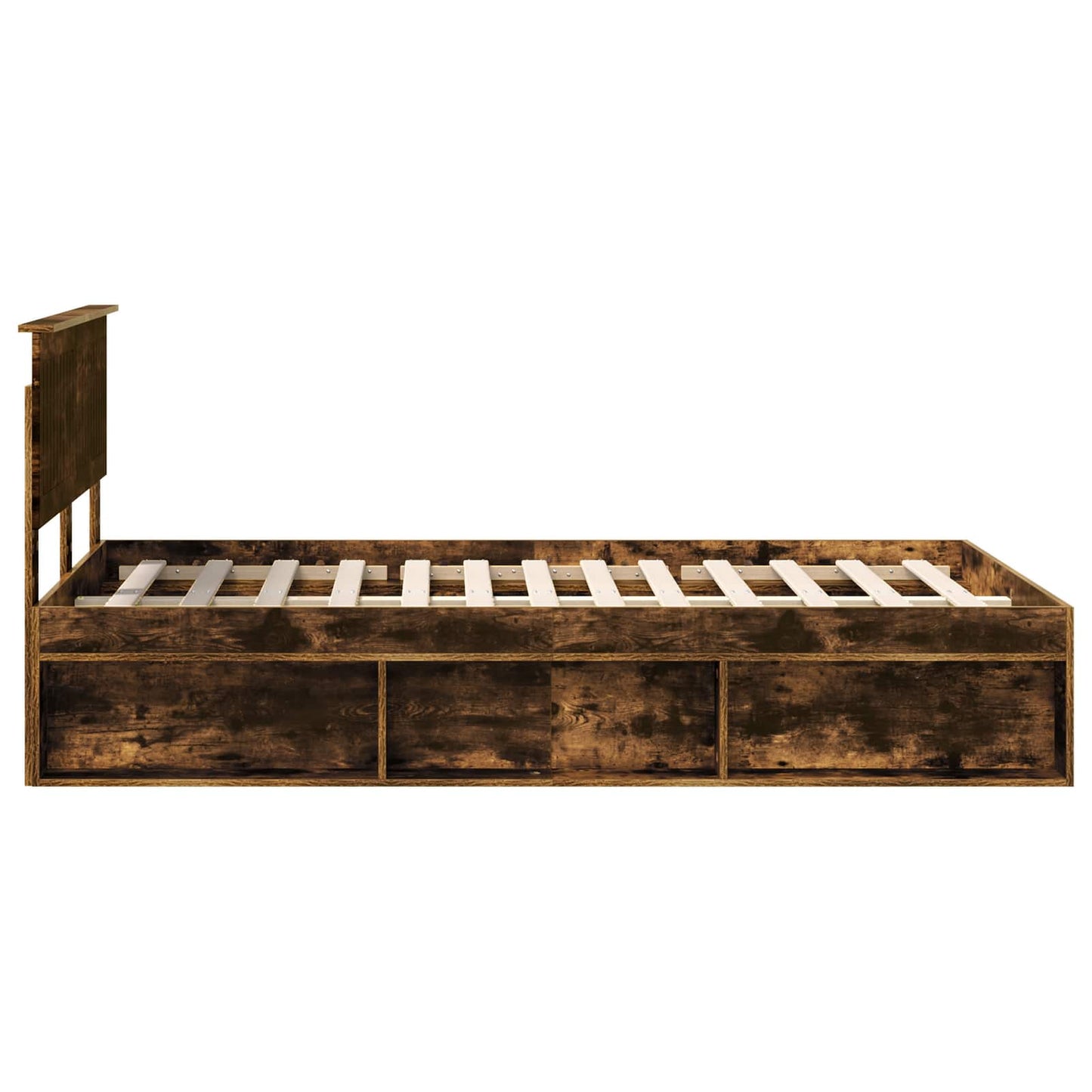 vidaXL Bettrahmen Geräucherte Eiche 120 x 200 cm Massives Kiefernholz