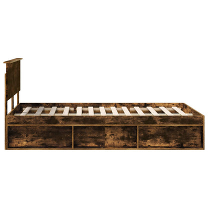 vidaXL Bettrahmen Geräucherte Eiche 120 x 200 cm Massives Kiefernholz