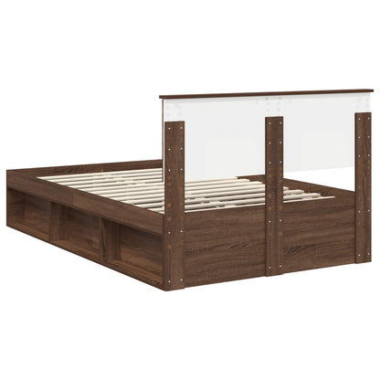 vidaXL Bettrahmen Braun Eichen-Optik 120 x 200 cm Massives Kiefernholz