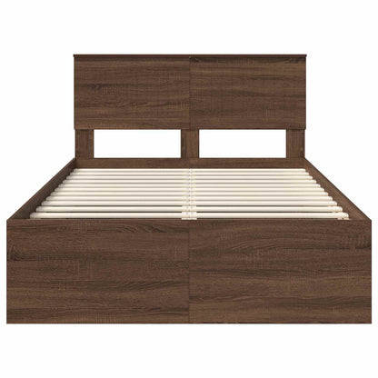 vidaXL Bettrahmen Braun Eichen-Optik 120 x 200 cm Massives Kiefernholz