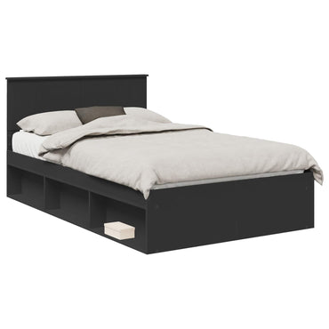 vidaXL Bettrahmen Schwarz 120 x 190 cm Massives Kiefernholz