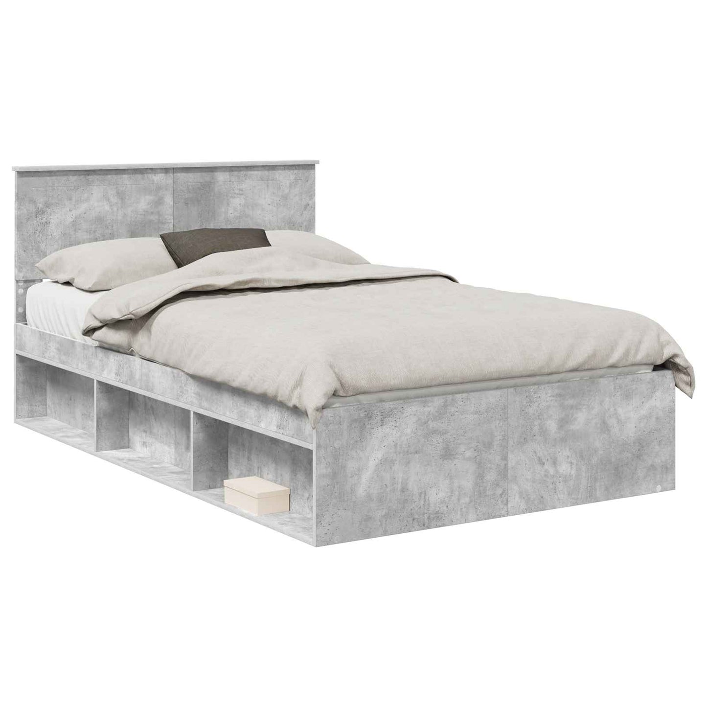 vidaXL Bettrahmen mit Kopfteil Beton 120 x 190 cm Massives Kiefernholz