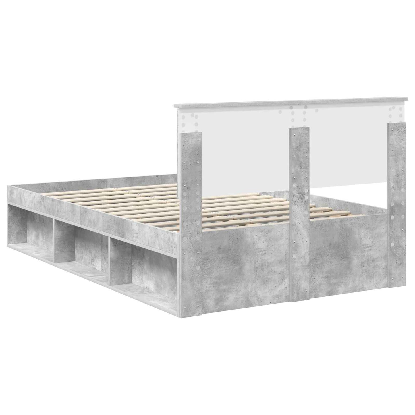 vidaXL Bettrahmen mit Kopfteil Beton 120 x 190 cm Massives Kiefernholz