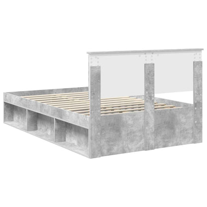 vidaXL Bettrahmen mit Kopfteil Beton 120 x 190 cm Massives Kiefernholz