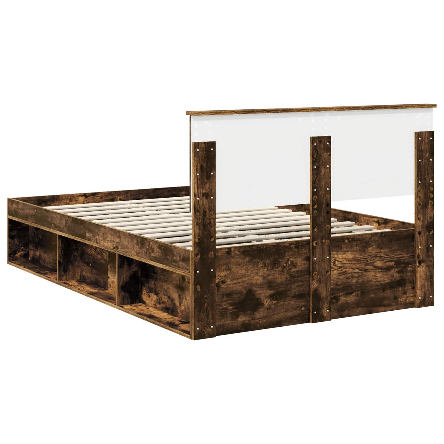 Bettrahmen Geräucherte Eiche 120 x 190 cm Massives Kiefernholz