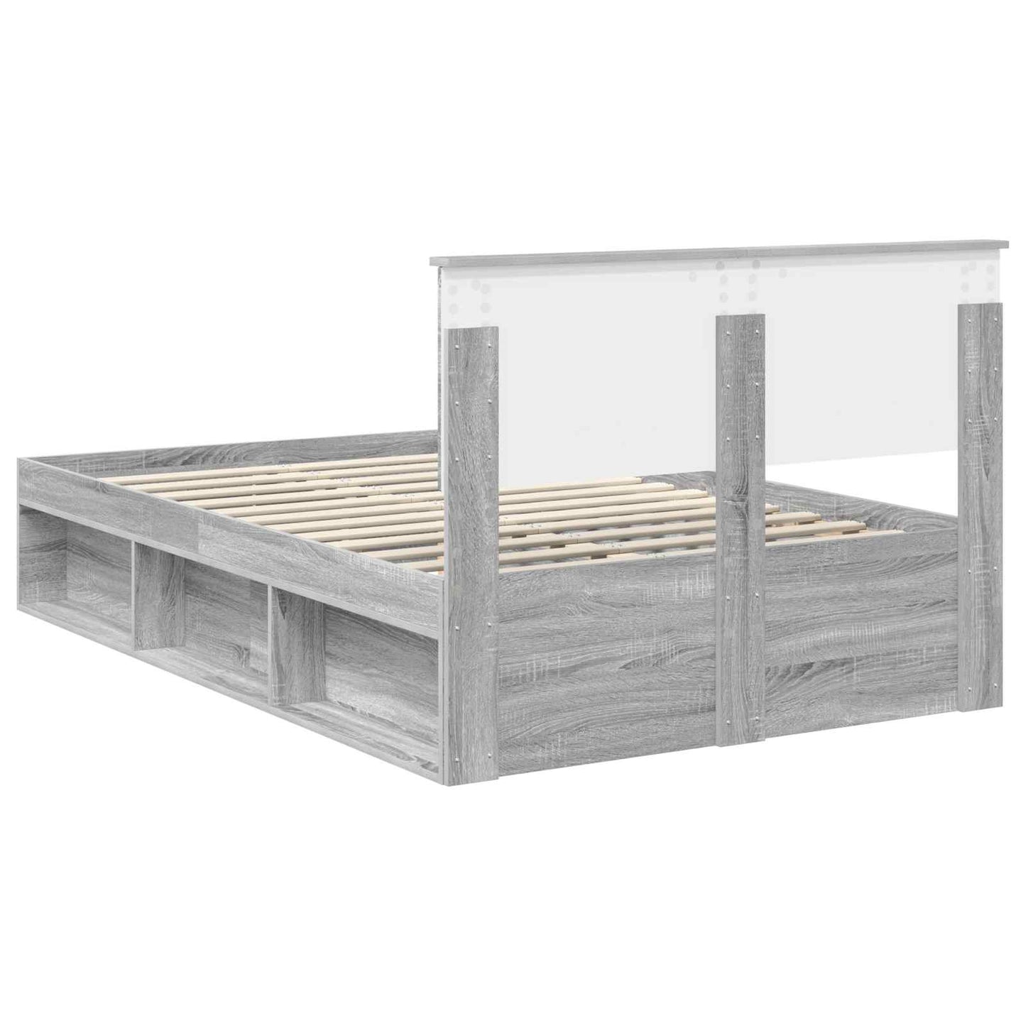 vidaXL Bettrahmen Graues Sonoma 120 x 190 cm Massives Kiefernholz