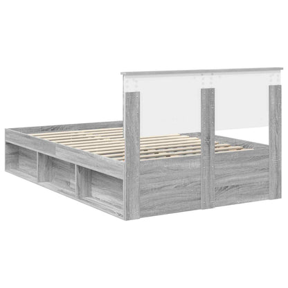 vidaXL Bettrahmen Graues Sonoma 120 x 190 cm Massives Kiefernholz