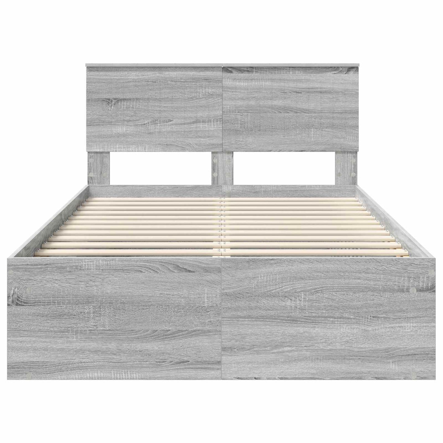 vidaXL Bettrahmen Graues Sonoma 120 x 190 cm Massives Kiefernholz
